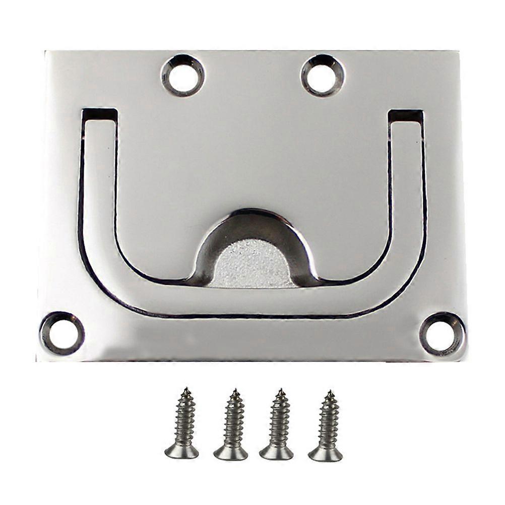 1 Set Boat Hatch Latch Stainless Steel Ring Pull Handle Square Flush Ring Pull Handles