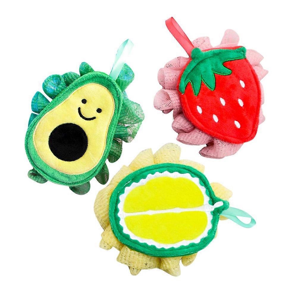 Exfoliating Bath Balls Assorted Color Fruit Shape Bath Scrubber 6Pcs