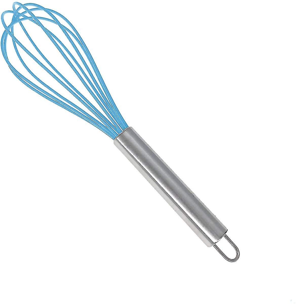 Kitchen Silicone Whisk, Balloon Mini Wire Whisk, Stainless Steel & Silicone Non-stick Coating Hand Egg Mixer(blue, 10 Inch)