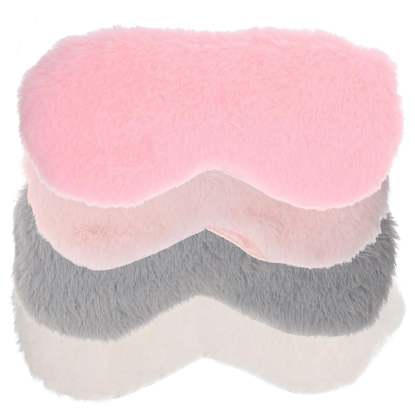 Assorted Color Fluffy Eye Masks for Light Blocking 4Pcs Comfortable Set