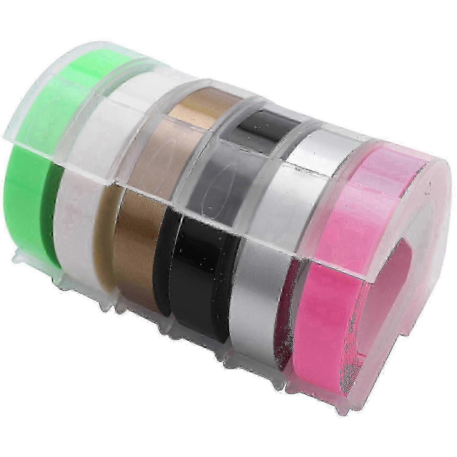 6 Roll Embossing Label Maker Tape 3D Plastic 9mm x 3Meter