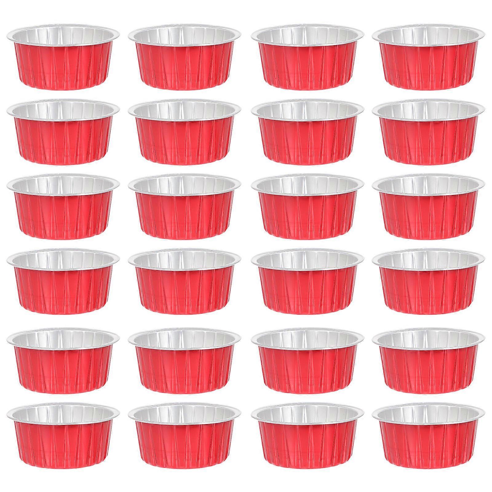 Red Aluminum Foil Baking Mold for Multi-Function Pudding Cups 50Pcs