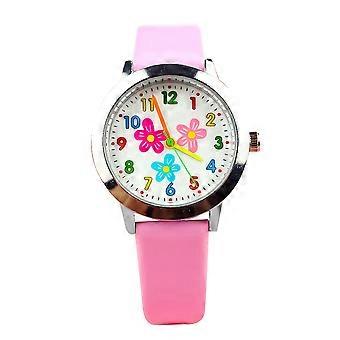 Floral Watches Quartz Watch for Students Toddlers Pink Fashionable Time Keeping 1Set