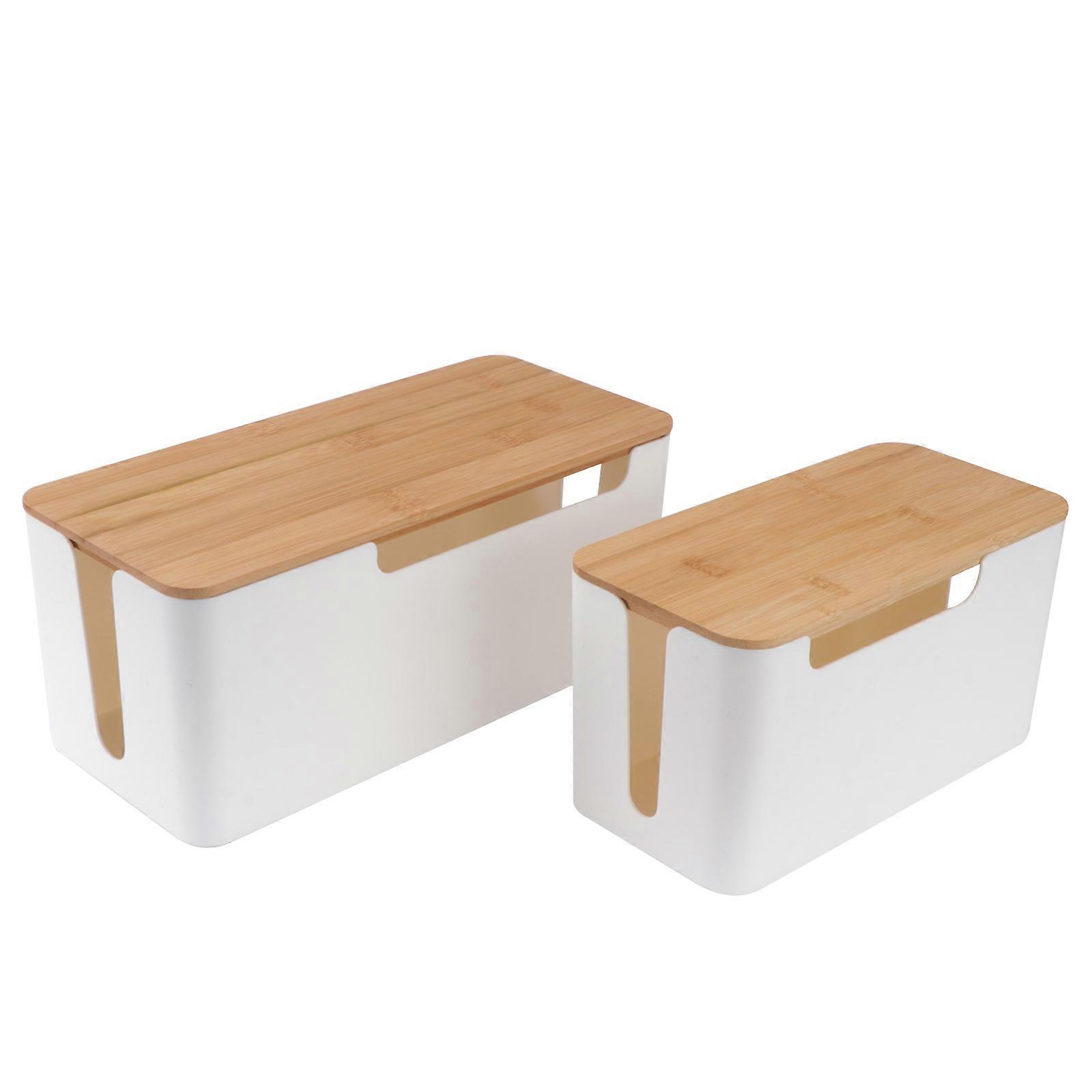 Wire Storage Container Outlet Protector Cover for Storage 2Pcs White ABS Material