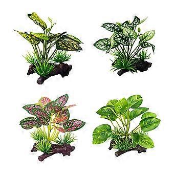 4PCS Reptiles Artificial Plant Terrariums Decoration Supply Aquariums Fish Tanks Plant Habitat Hideouts Tanks Accessory Multicolor
