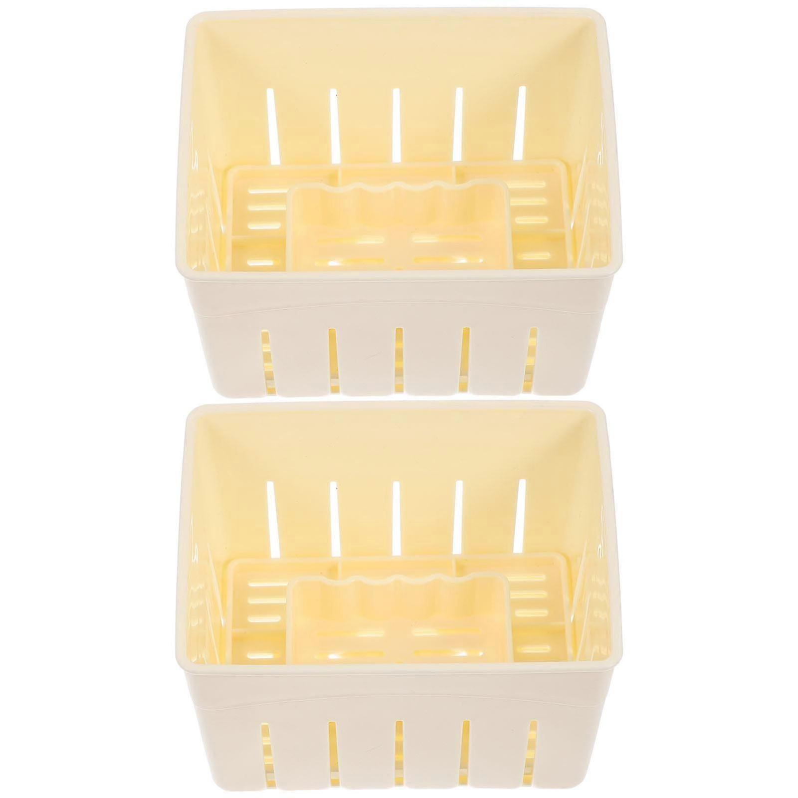 Large Rectangular Tofu Mould Press, Light Yellow, PP Material, 13X10X9CM, 2Pcs