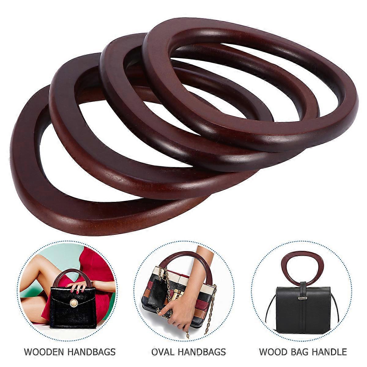 Solid Wood Oval Shape Handbag Handles Wooden Patchwork Bag Frame Hangers