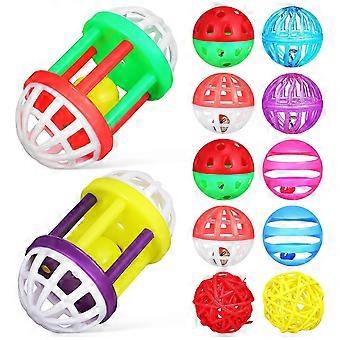 12 Pcs balles d’exercice d’oiseau avec bec de broyage et poignée de pied pour perroquets, perruches, calopsittes, petits oiseaux cage Divertissement