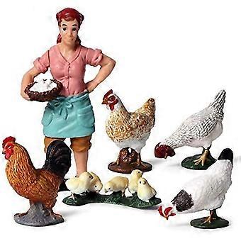 Gardien d’animaux avec des figurines d’animaux de la ferme simulée Ferme réaliste en plastique agriculteur Mangeoire Animaux Figurines pour la collection Accessoires éducatifs (mangeoire et