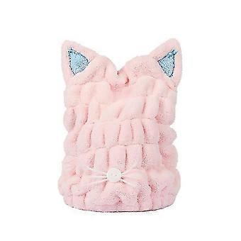 Asciugamano per capelli in microfibra per donna, cuffia in pile corallo ad asciugatura rapida con chiusura a gancio, rosa