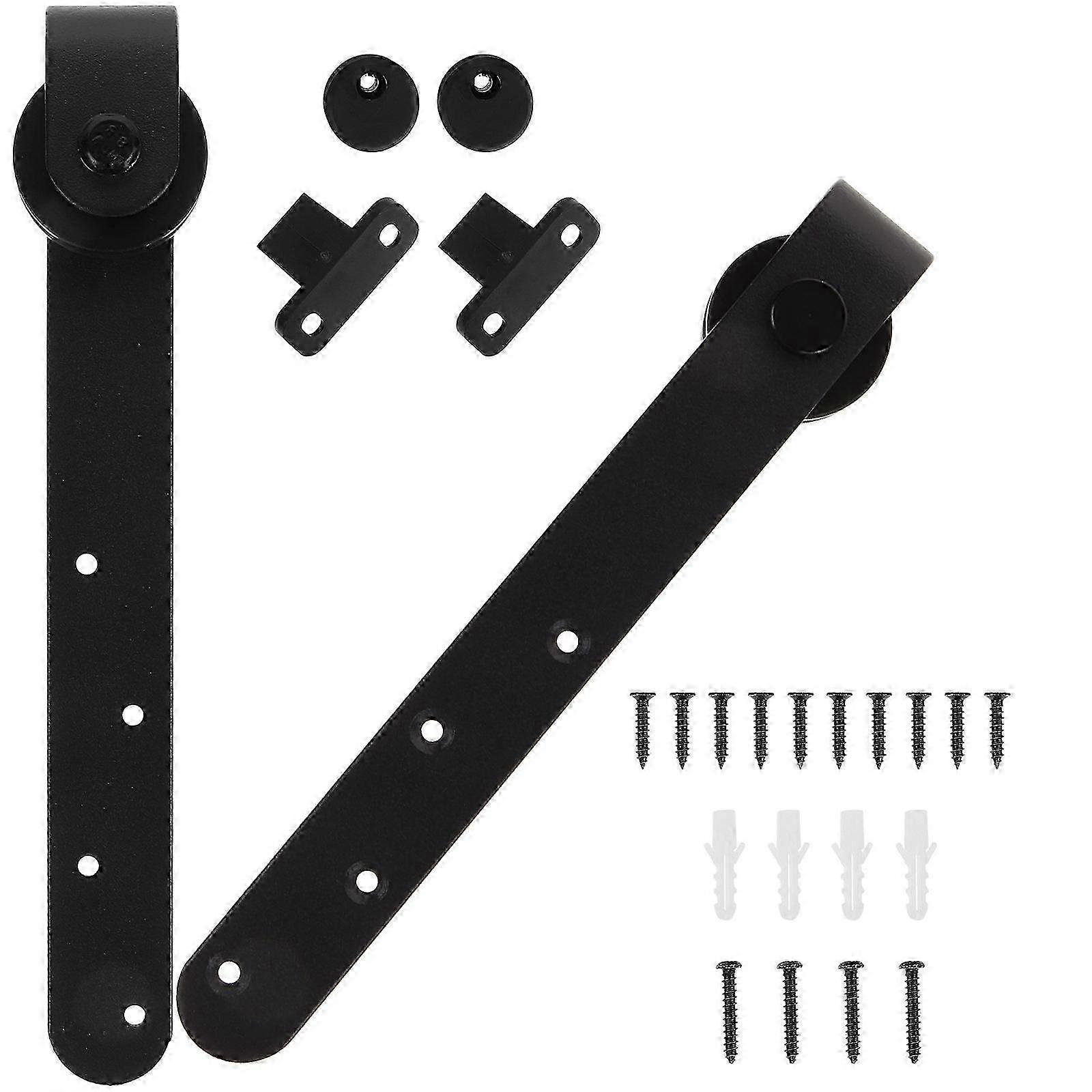 Mini Sliding Cabinet Door Roller Guide Kit, Metal and Plastic Hardware, Black, 1 Set for Wardrobe and Closet
