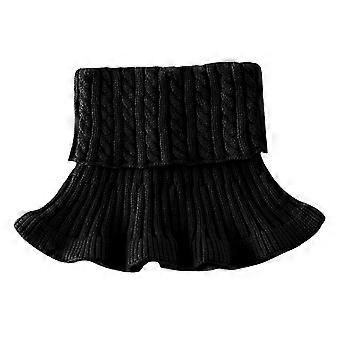 Jikaix Kvinnor Falsk Halsduk Hög Krage Twist Textur Ruffle Trim Enfärgad Stickning Krage Höst Vinter Förtjockad Varm Falsk Krage