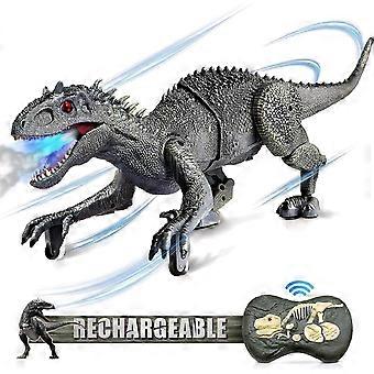 Big Dinosaur Toy for Kids, Jurassic Indominus Rex Toys, 18.6in Big Robot Dinosaur Simulation Action Figure with Mist Spray, Chomping Mouth, LED Light