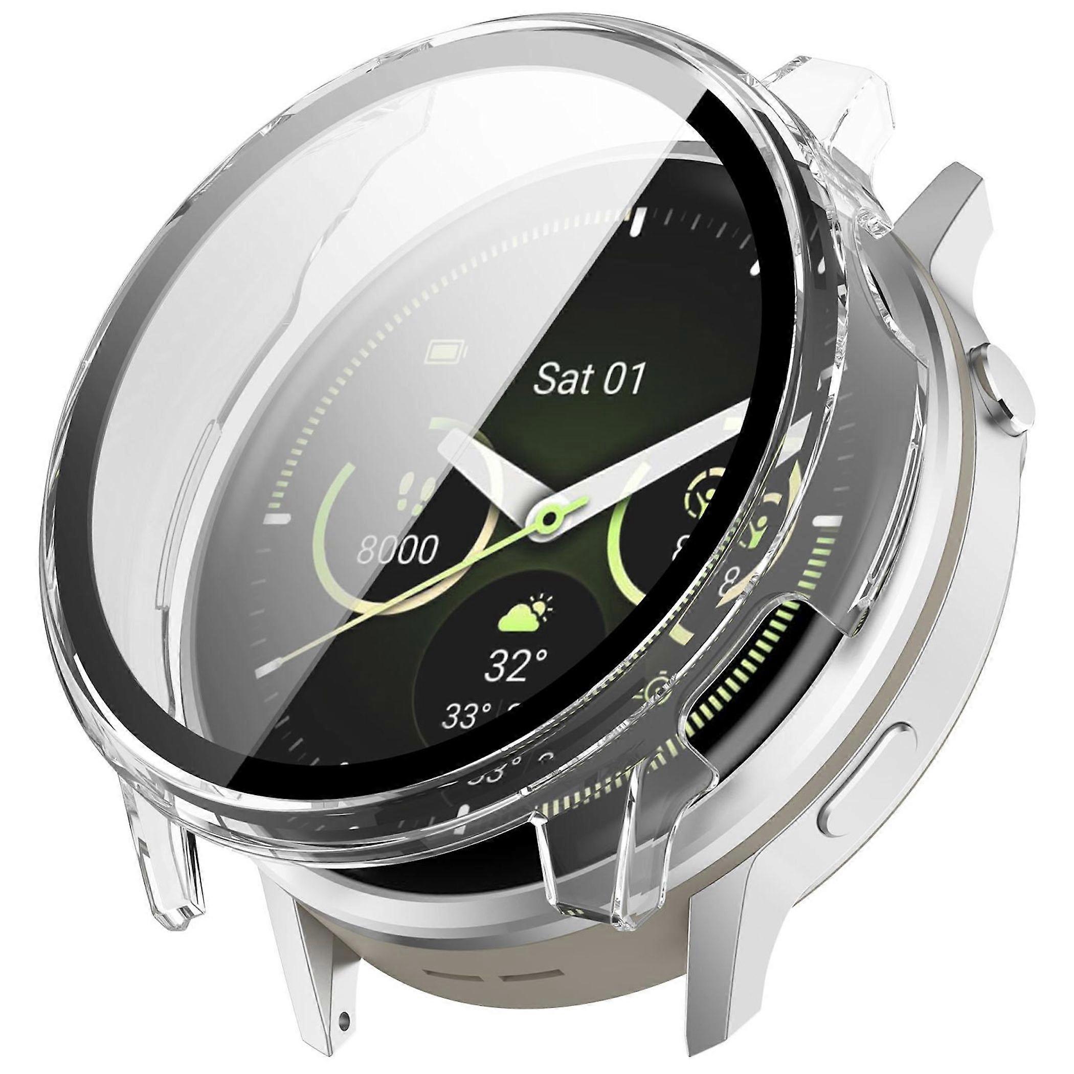 For Garmin Venu 4 45mm Plastic Design Protective Case + 9H Tempered Glass Transparent