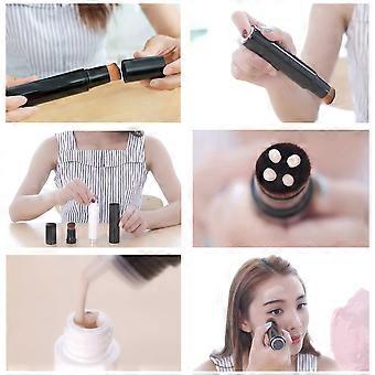Black Portable Liquid Foundation Cosmetic Brushes Plastic Handle Makeup Brushes Multifunctional Foundation Brush Makeup Tools with Lid