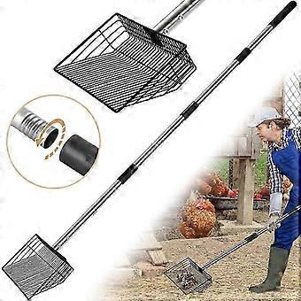Kippenmestschep met zware metalen kop, 25 cm breed, met verstelbare roestvrijstalen handgreep (61 cm, 96 cm, 135 cm, 175 cm) voor kippenmest en paardenmest.