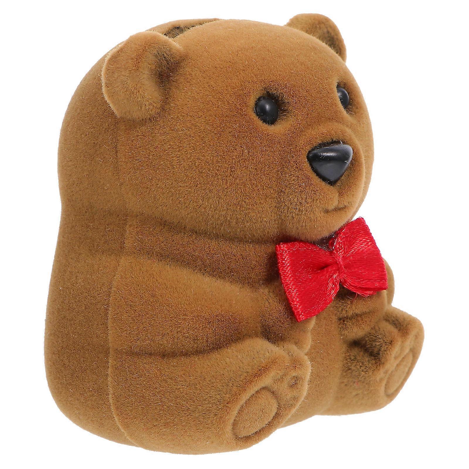 Coffee Bear Shape Ring Box for Storage Use 1Pcs Simulate Bear Jewelry Case