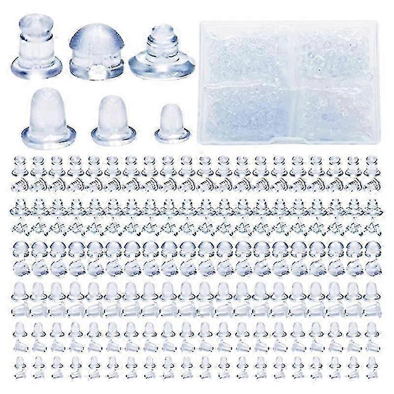 600pcs Earring Stopper 6 Different Shapes Soft Earring Backs Replacements-mkl