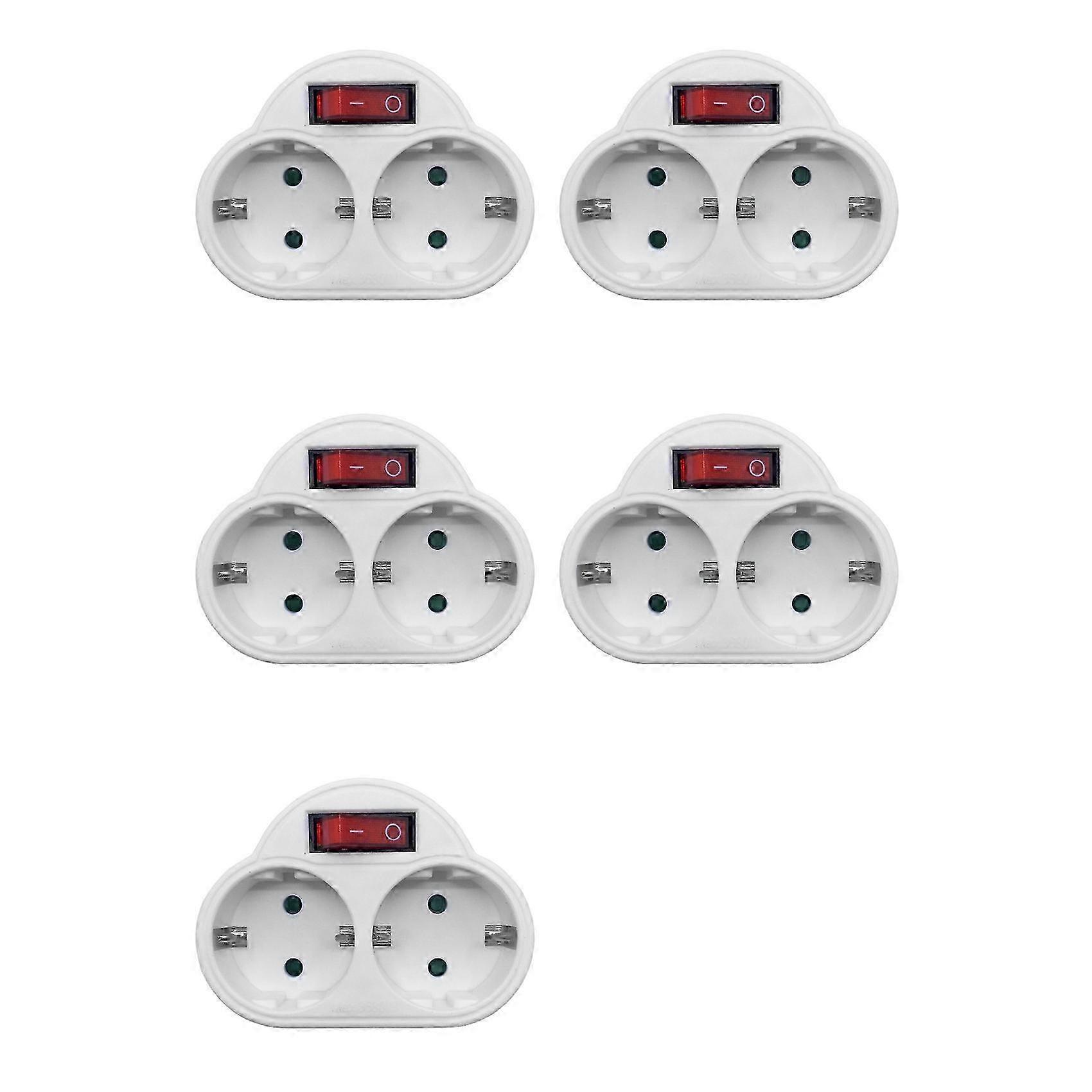 5X EU Standard Multiple Plug 250V 16A Double Socket Conversion Socket with Outlet Switch Plug Power Adapter EU Plug
