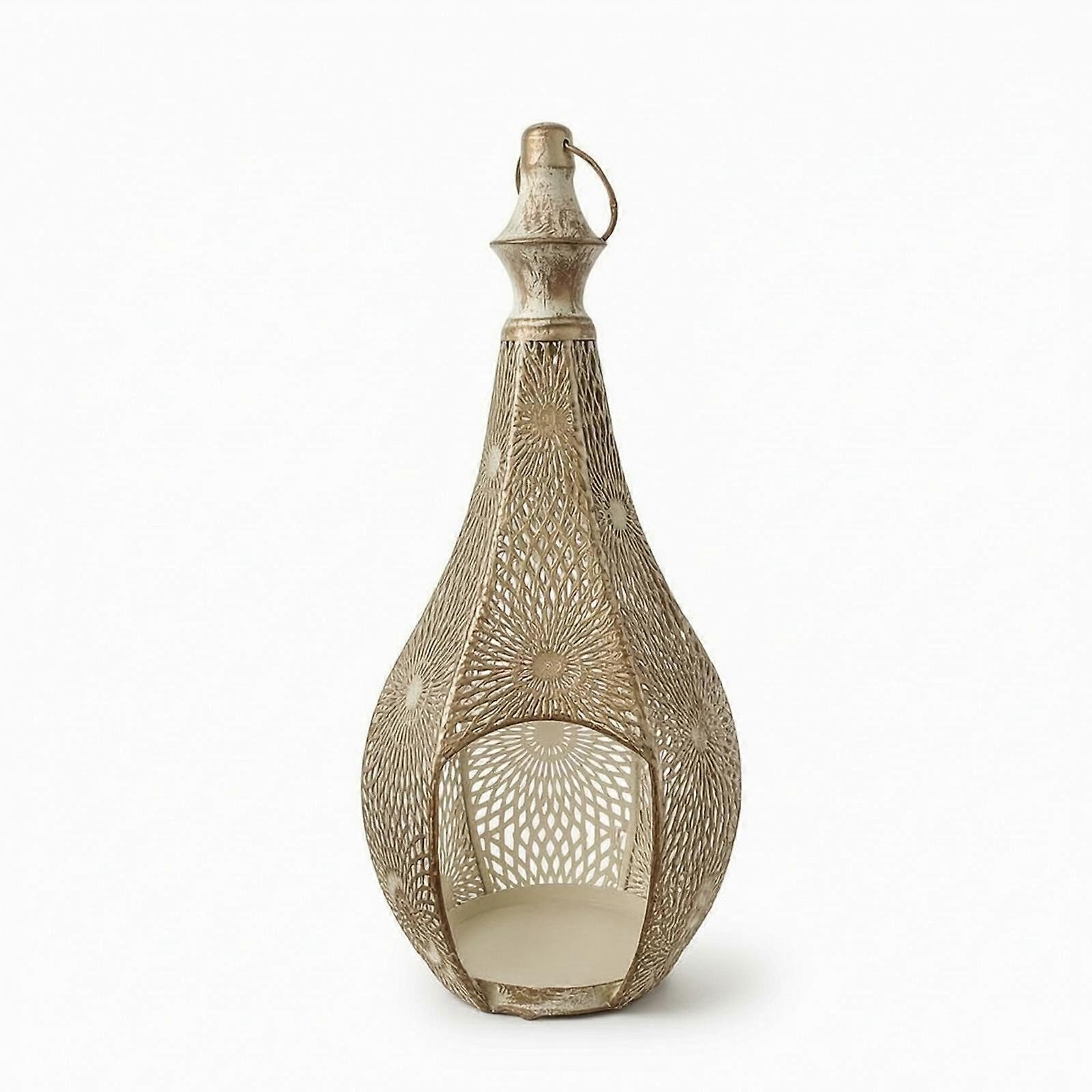 Geometric-Patterned Lantern Teardrop North African Lantern Openwork Candle