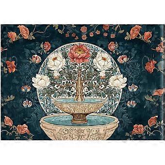 Vintage Floral Fountain Jigsaw Puzzle William Morris Style Cottagecore Art Puzzles SQZ349