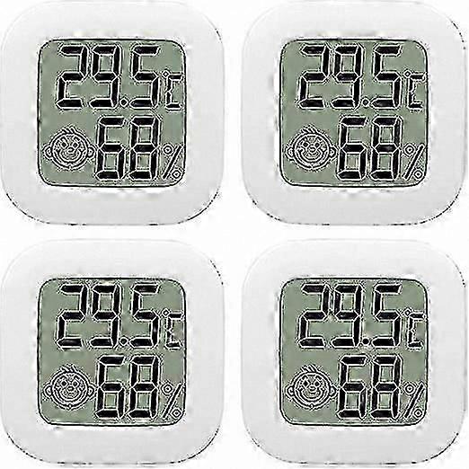 4-Pack Digital LCD Thermometers for Indoor Use, White Design