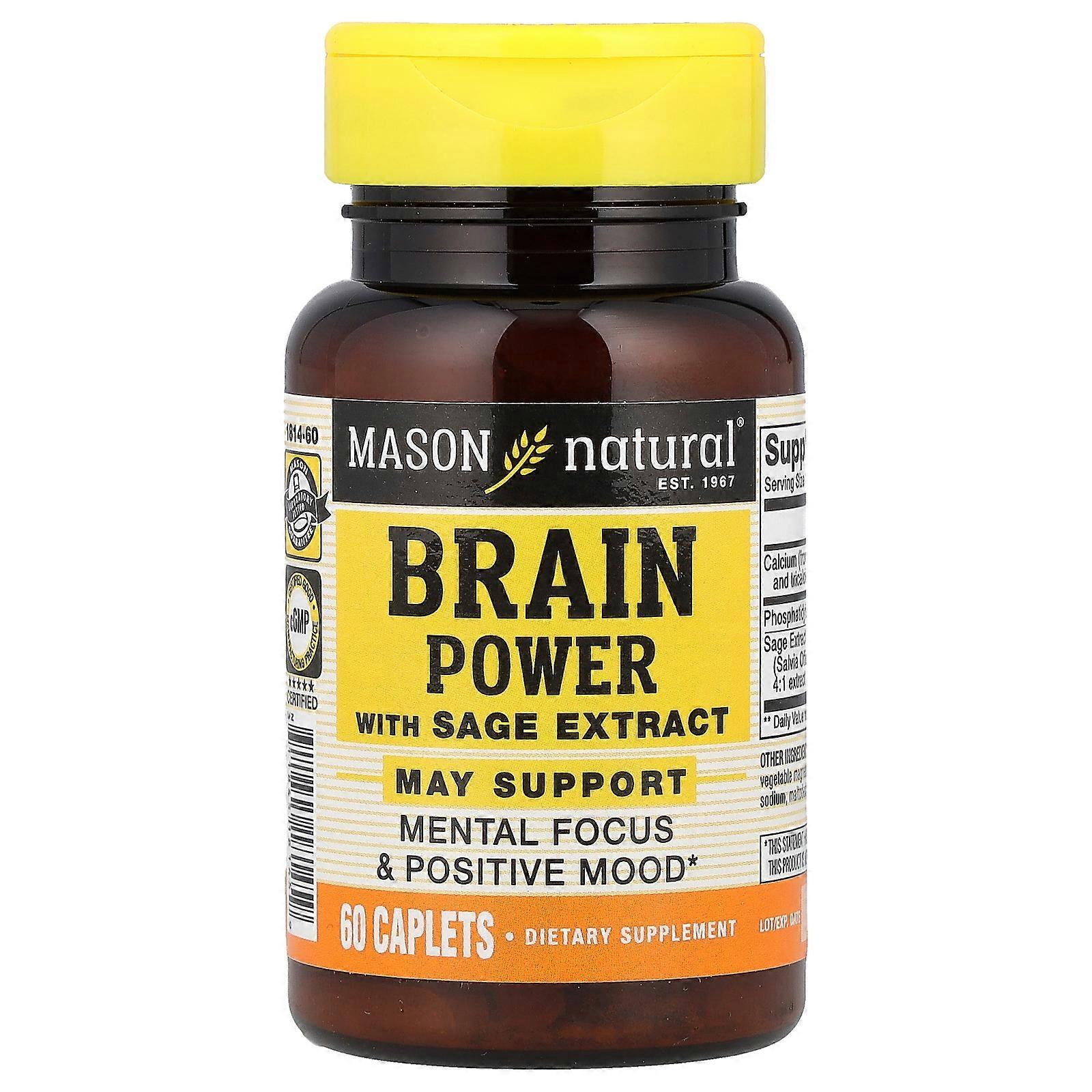 2 x Mason Natural, Brain Power with Sage Extract, 60 Caplets