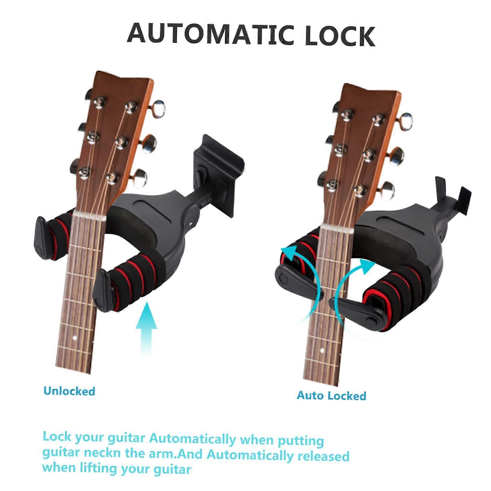 SelfLocking Guitar Wall Hanger with Easy Installation and SpaceSaving Vertical Storage