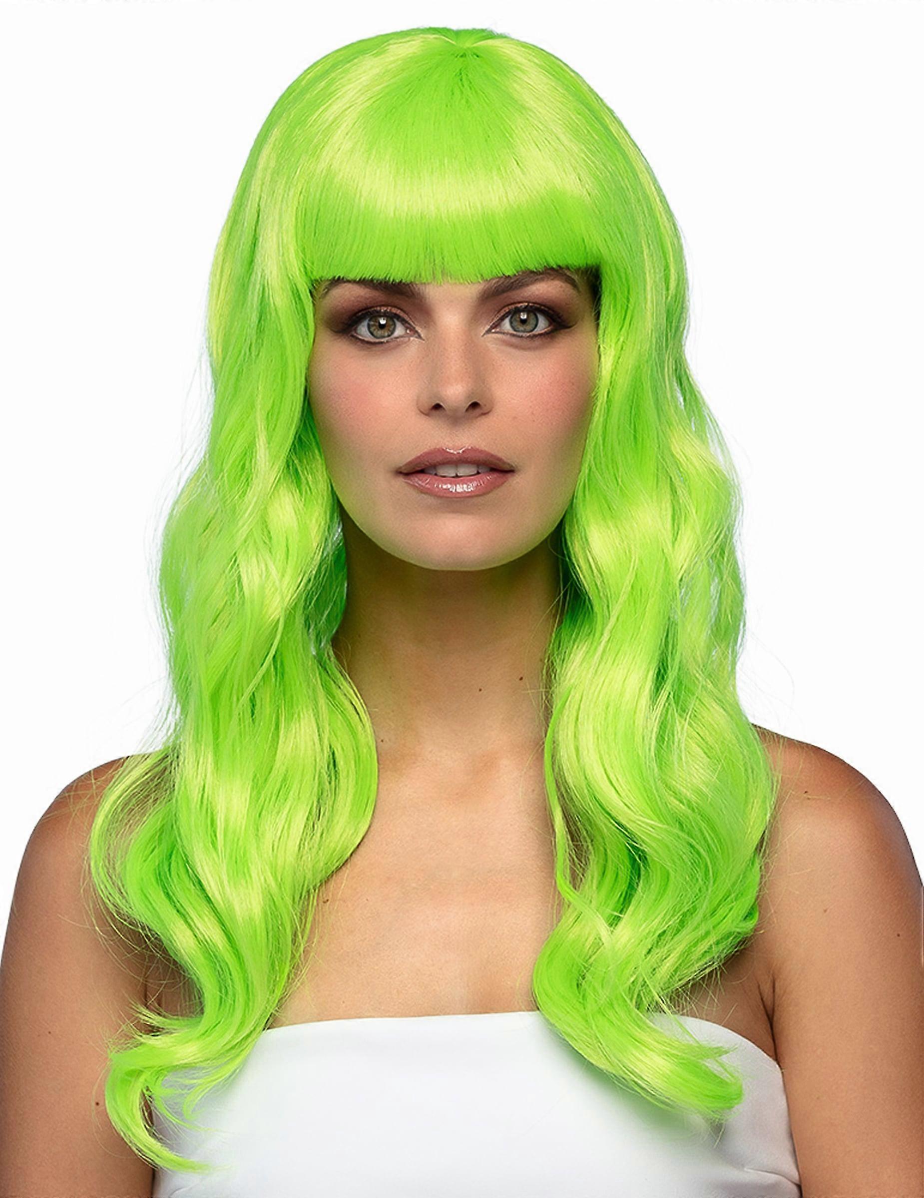 Women's long neon green wig
