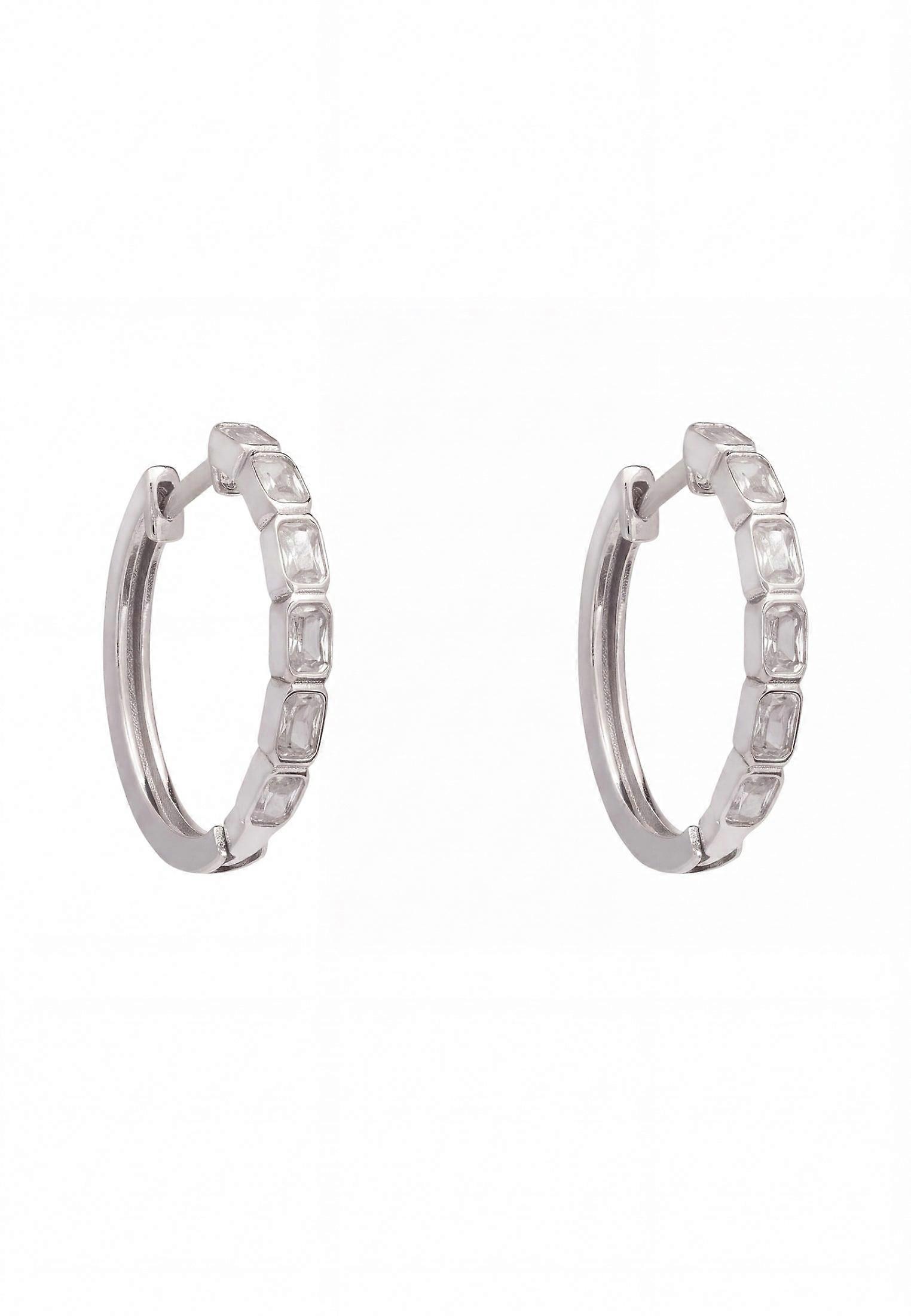Classic Baguette Hoop Earrings Silver