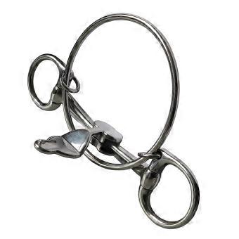 Horse Bit with a Stainless Steel Metal Assembly, Visible Center Plate, and Multiple Circular Ends for Routine Training with a Bridle System Multicolor