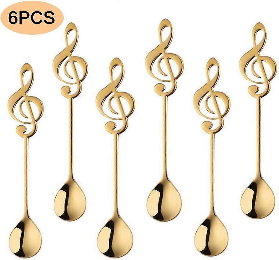 6 Pcs 13cm Music Note Dessert Spoons