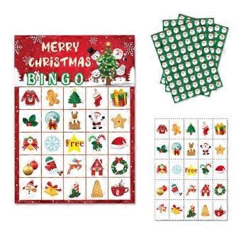 Christmas Bingo Game Set with 37 Cards, Reusable Holiday Party Game for Family, Kids, and Christmas Gatherings