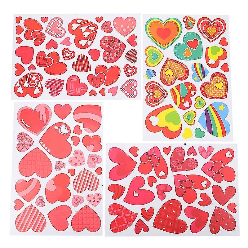 32X22cm Window Films 8sheets Decorative Heart Pattern Sticker Valentine's Day Window Stic