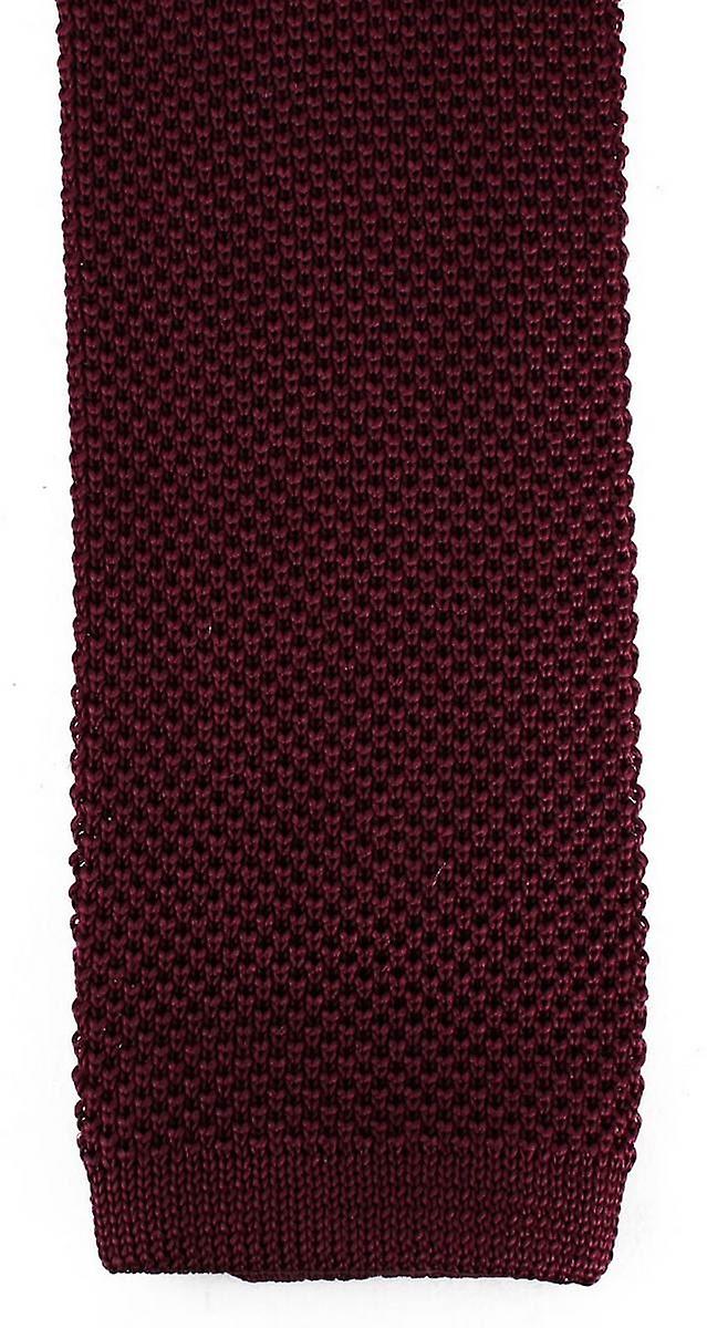 David Van Hagen Plain Knitted Tie - Wine