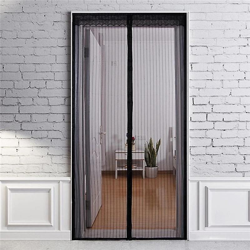 Black Mosquito Net Magnetic Door 80x210cm Anti Fly Curtain Adhesive Strip Self Closing Ultra Fine Mesh Easy Tool-free Installation For Children And Pe