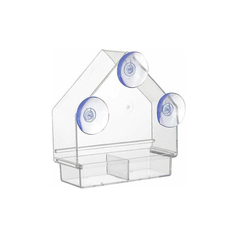 Transparent Bird Feeder with Super Strong Suction Cups Weatherproof Refillable Removable Tray