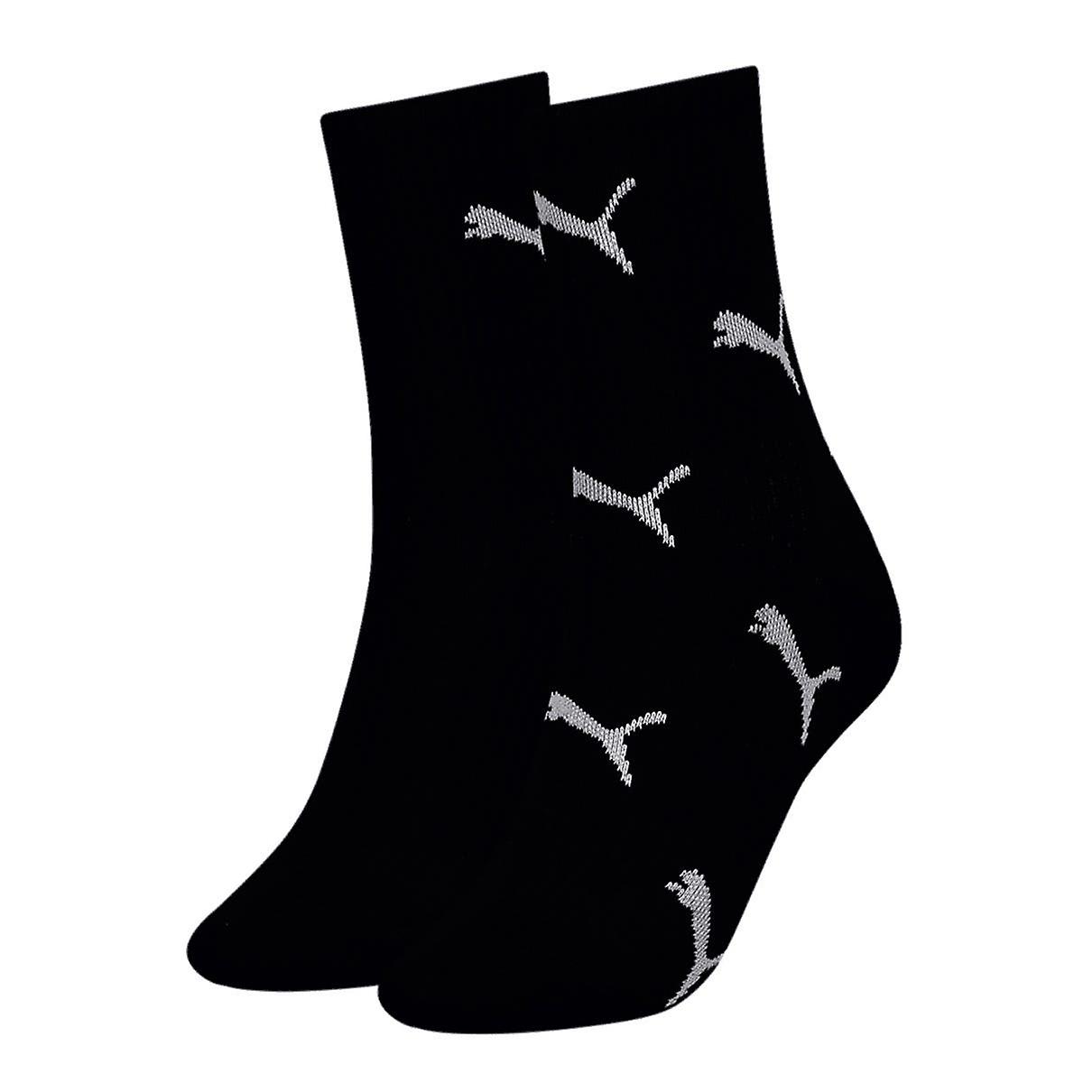 Puma 2Pck Cat Logo Womens Black Socks