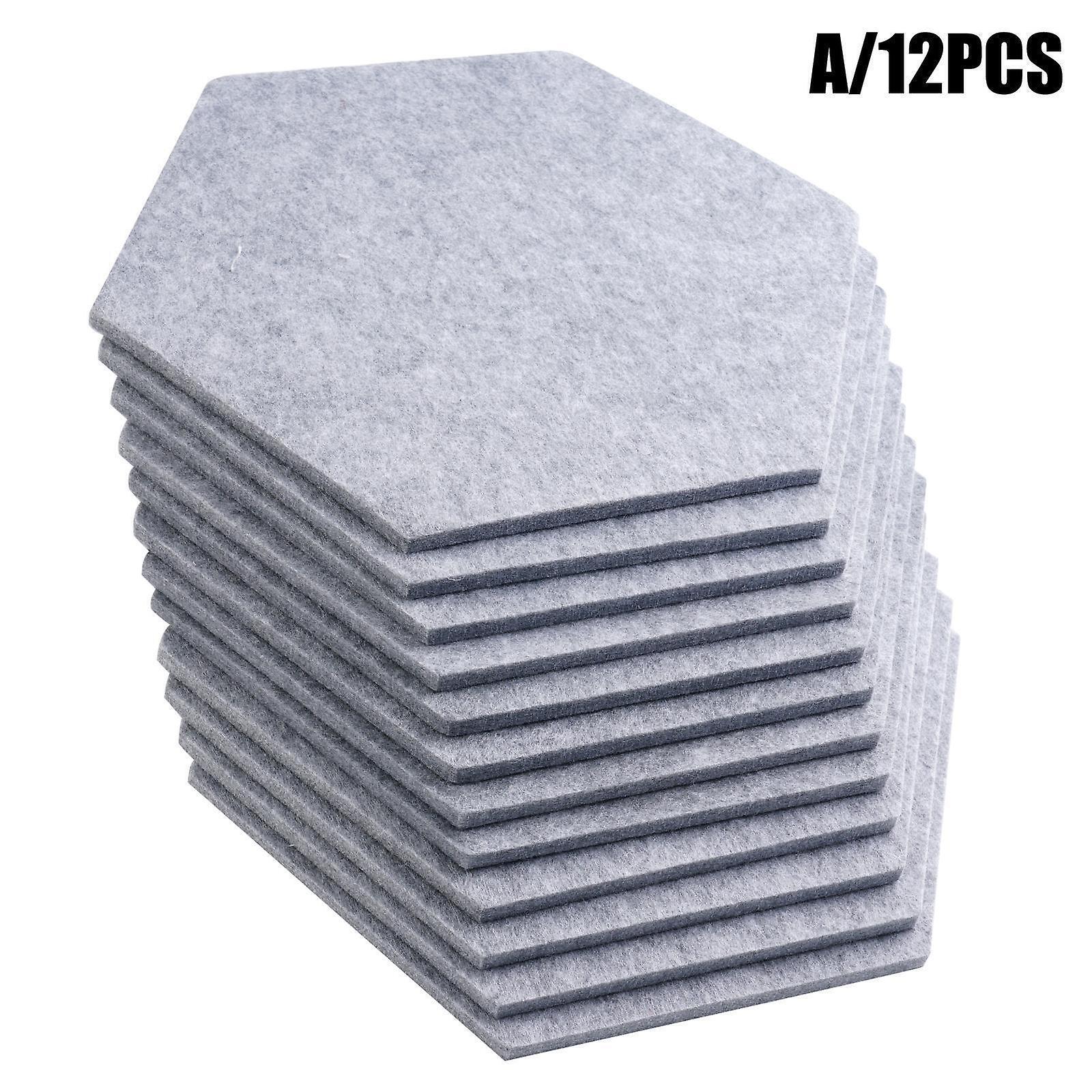 12Pcs Hexagon Acoustic Foam Panels Sound Absorbing Wall Proof Noises Tiles I2m9