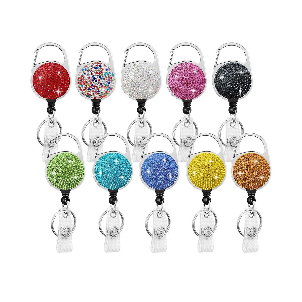 Retractable Badge Holders Rhinestone Badge Reel,Retractable Keychain Heavy Duty Retractable Id Badg