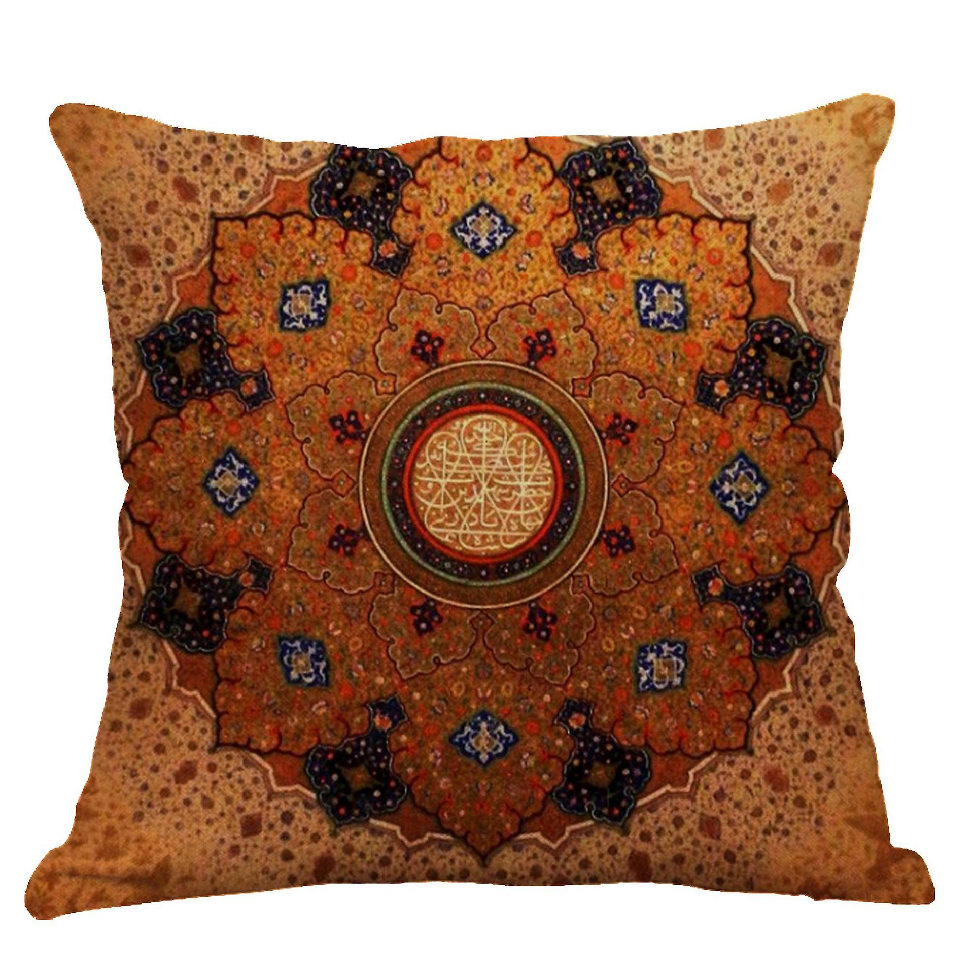 45x45cm Mandala Flower Ethnic Style Home Linen Cotton Linen Car Backrest Cotton Linen Hug Package Pillowcase Not Include Pillow Core