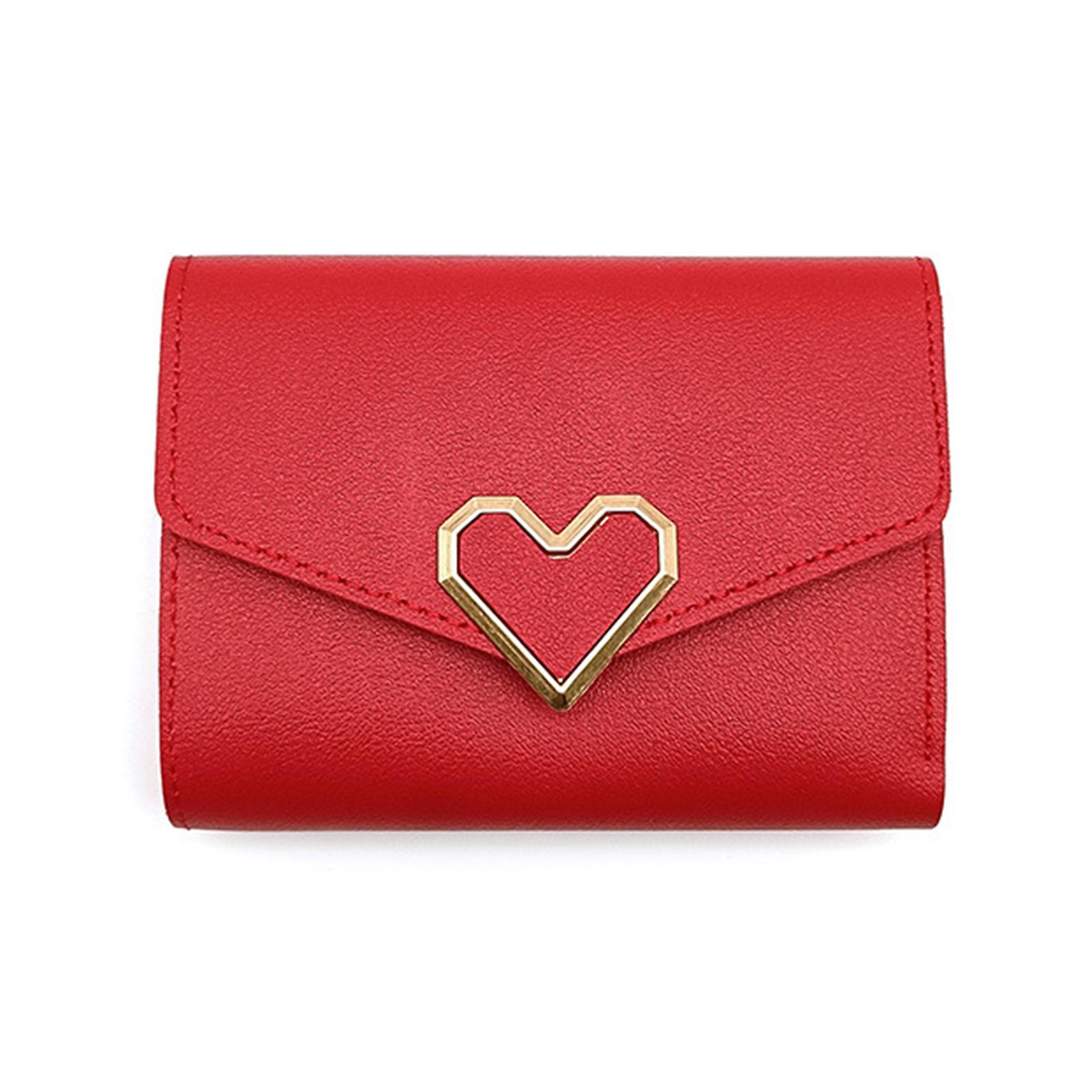 Women's Mini Short Wallet Mini Tri-fold Leather Wallet Solid Color