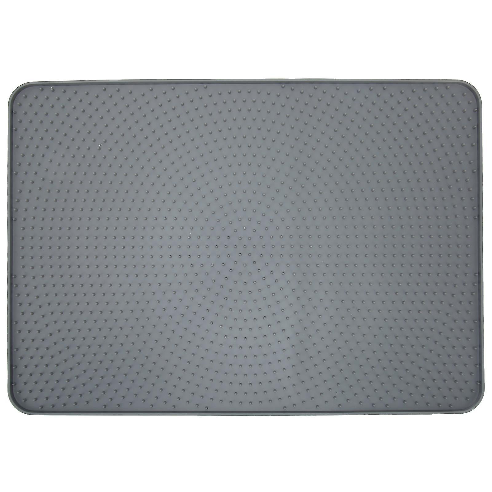 Pet Feeding Mat Food Grade Silicone Waterproof Slip Resistance Dog Food Mat with Edges for Wood Floor Carpet Grey