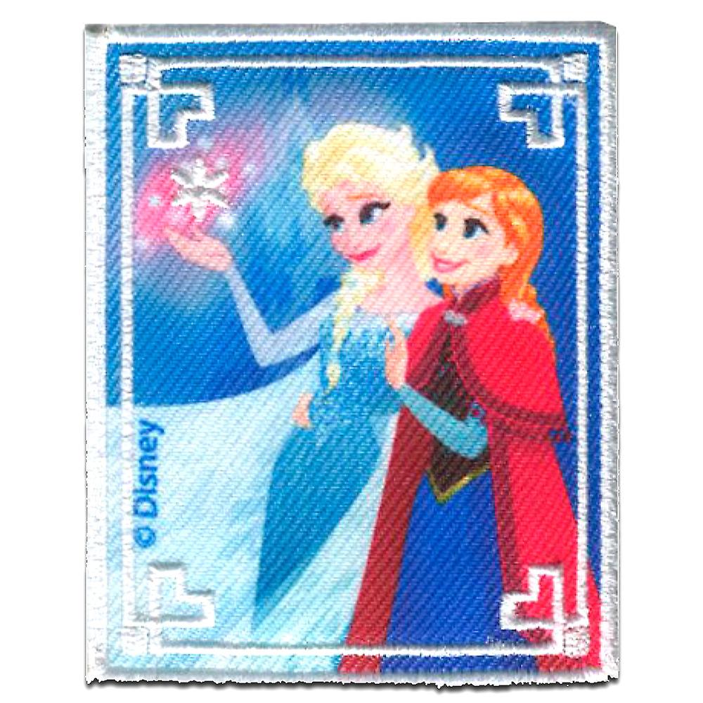 Patch / iron-on patch - Disney Frozen FROZEN "ELSA & ANNA 1" - blue - 6x7,4cm - Iron-on patches