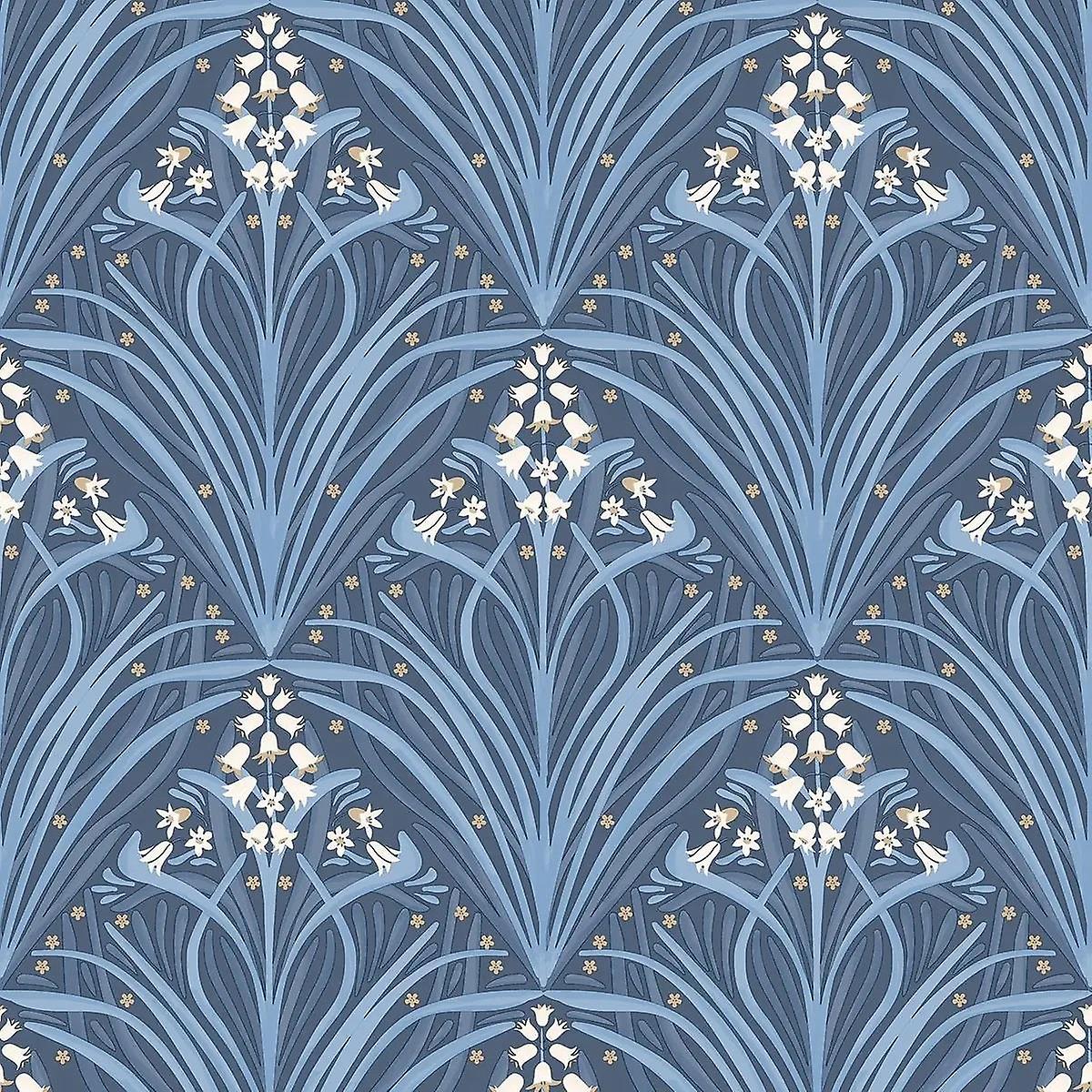 Muriva Bellflower Navy Blue Wallpaper