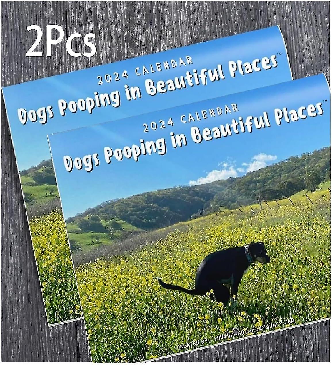 تقويم 2024, الكلاب تتغوط في الأماكن الجميلة تقويم الحائط, تقويم جدار أنبوب الكلب, مضحك جدار الفن هفوة الفكاهة مزحة التقويم
