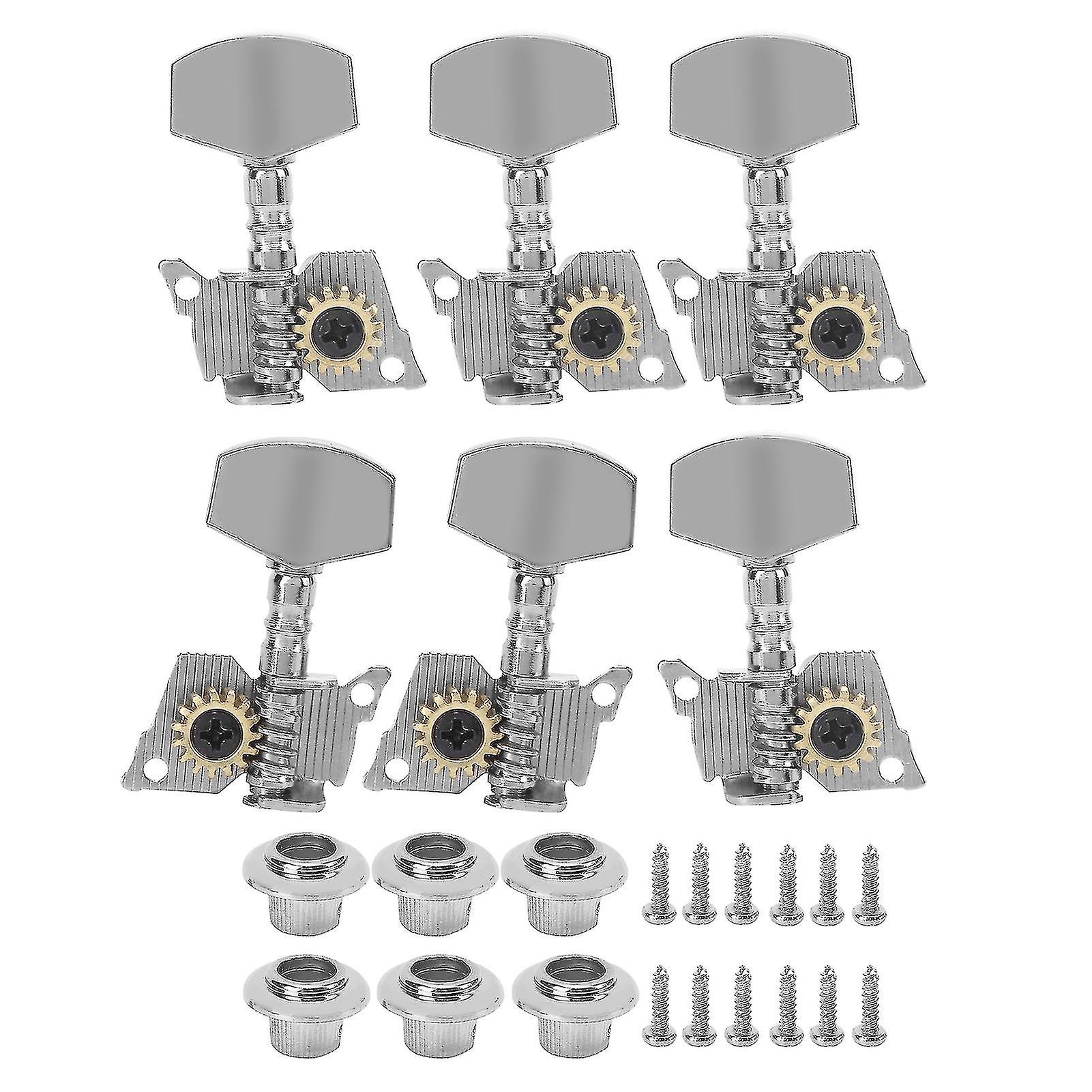 Guitar Tuning Pegs Keys Locking Tuners Machine Heads Silver Replacement Parts for Ukulele2 Left and 4 Right