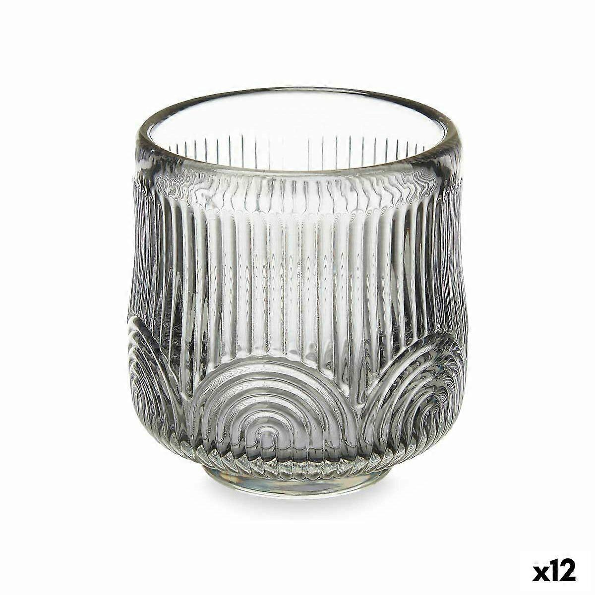 Candle Bowl Gift Decor Gray Crystal 7.5 x 7.8 x 7.5 cm Strips (12 pieces)