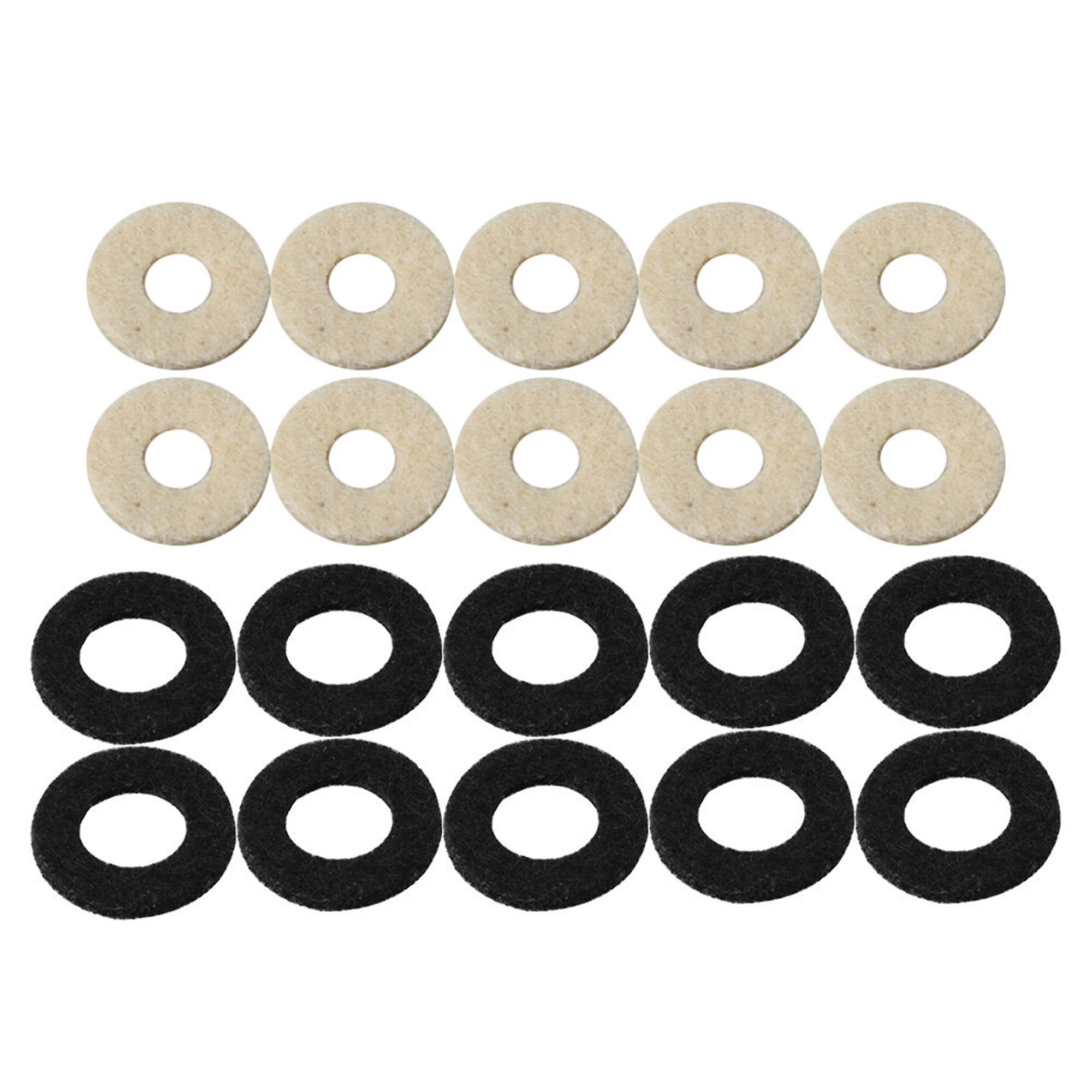 10 Pieces 18mm OD Black and 15mm OD White Trumpet Valve Stem Felt Washer
