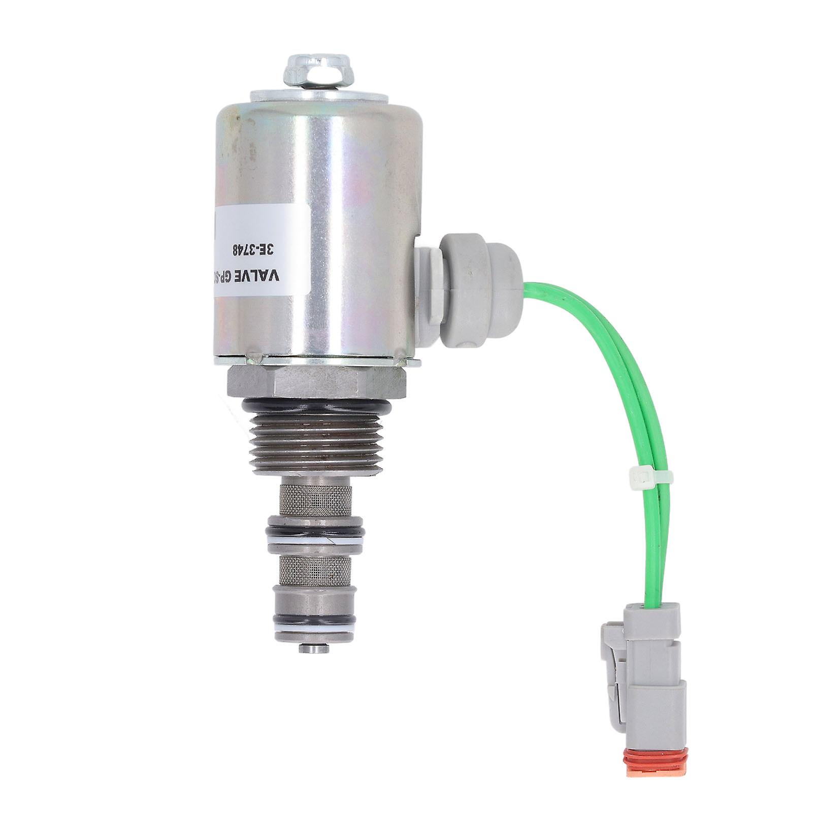 Risegun Sole Air Valve, 12V Electric Sole Valve 3E 3748 Excavator Engine Sole Valve Replacement for 24H 824G 825G 826G 844 950F